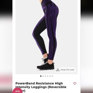 Women's Black and Purple Striped Leggings